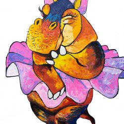 Hippopotamus Ballerina Painting
